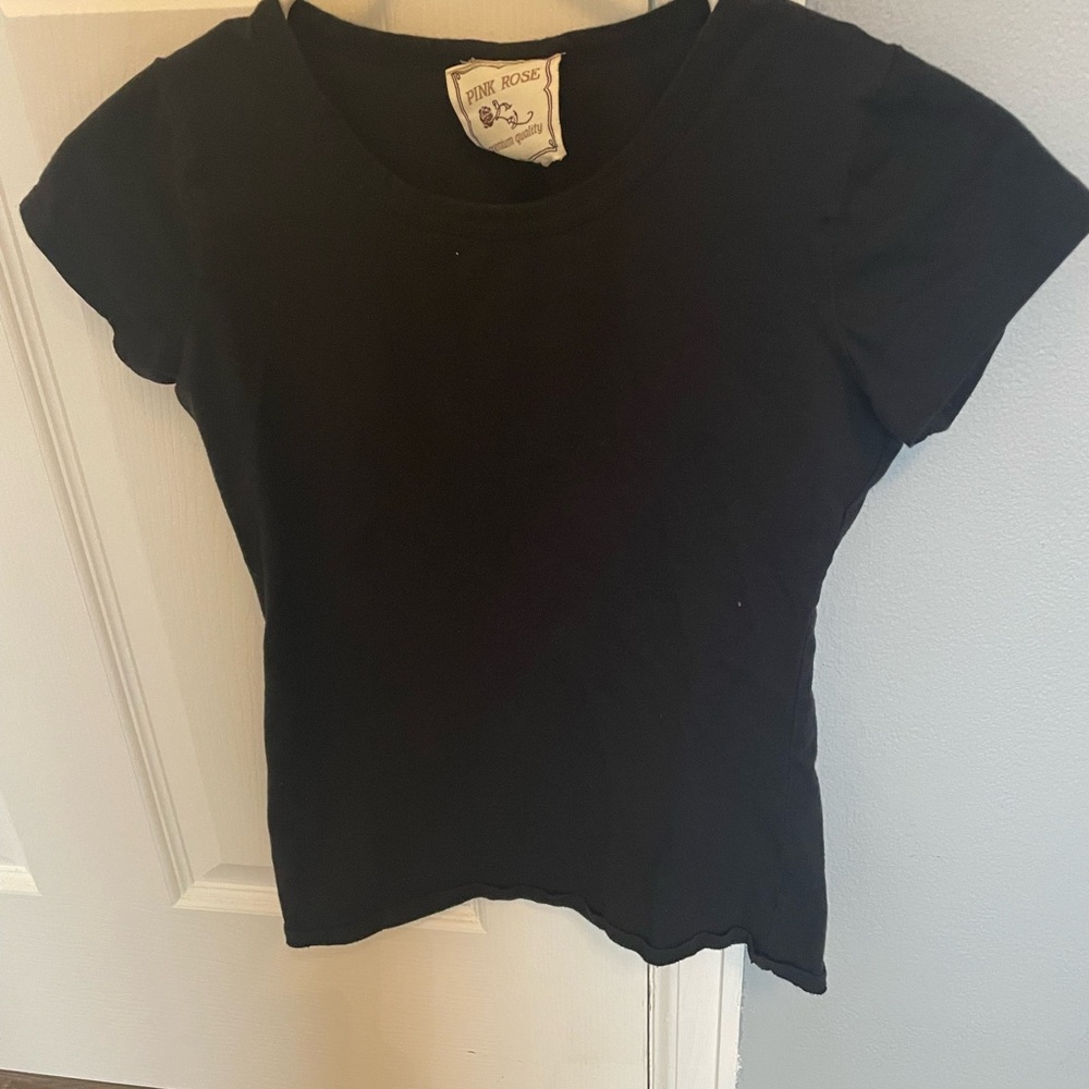 Pink Rose Classic Black Short Sleeve Tee